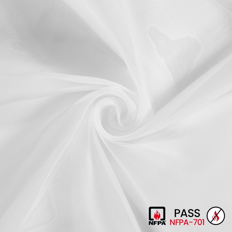 FR Sheer Voile Fabric Fire Retardant 118" Wide Curtain Drapery Apparel BTY - Image 1 of 1