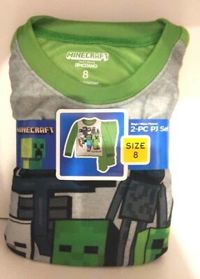 Nuevo Nuevo Conjunto de ropa de dormir pijama de franela de 2 piezas Minecraft para niños talla 8 Foto 1 de 4