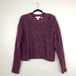 H&M LOGG | Maglione girocollo marmorizzato maglia spessa blu navy e bordeaux donna piccolo - Foto 1 di 5