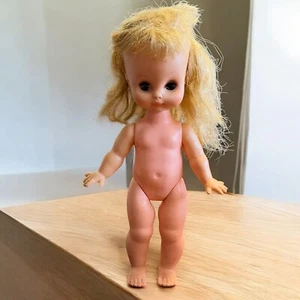 Horsman Baby Doll Open Mouth Rooted Hair Blue Sleep Eyes Vintage 1970s TLC - Picture 1 of 9