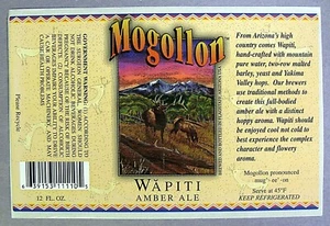 Mogollon Brewing WAPITI AMBER ALE beer label AZ 12 oz STICKER - Picture 1 of 1