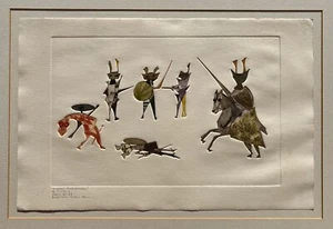 GUILLERMO SILVA SANTAMARIA Druck surreal signiert #22 1961 Mittelalter Ritterkampf - Bild 1 von 12