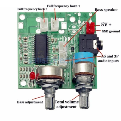 5V 20W 2.1 Dual Channel 3D Surround Digital Stereo Class D Amplifier AMP Board - Image 1 of 4