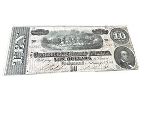 1864 $10 DOLLARS Confederate States of America- February 17th - Picture 1 of 2