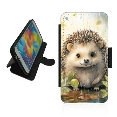 Hedgehog Phone Case Wallet flip cover For iPhone Samsung HOG1 animal picture - Image 1 of 4