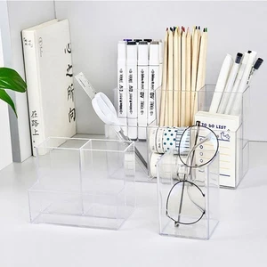6 Grids Pen Holder Transparent Makeup Brush Holder High Quality Brush Pot - Picture 1 of 7