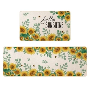 Sommer Küchenmatten 2er Set, Hello Sunshine Sonnenblume Blumen Biene Küchenteppich... - Bild 1 von 7