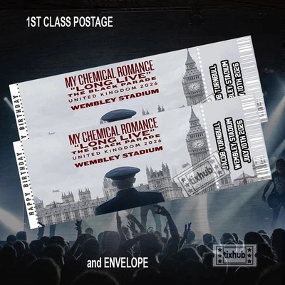 TIXHUB.CO.UK My Chemical Romance Tour 2026 Mock Ticket Personalised Gift Reveal Keepsake