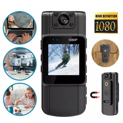 FHD 180° Video DVR IR Night Cam 20-hour 1080P LCD Camcorder Mini Body Camera US - Image 1 of 4