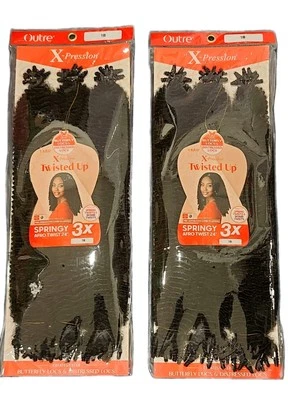 (2-Pack) Outre XPression Twisted Up - Springy Afro Twist 24" 3X | 1B - Black — 第 1/3 张图片