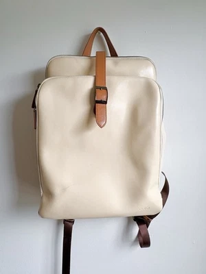 Women's Leather Laptop Backpack, 15.6in Travel Computer Backpack, Beige/Tan - Image 1 of 4