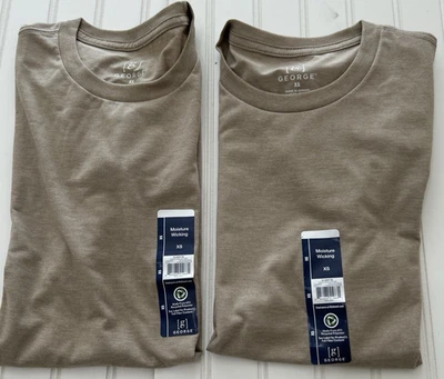 NWT Men's Lot of 2 XS Athletic Works Short Sleeve Crew T-Shirt Light Brown Tan - Image 1 of 4