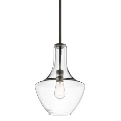 Colgante Kichler 42141CLR Bronce Everly 11"W con Pantalla de Vidrio Transparente Foto 1 de 3