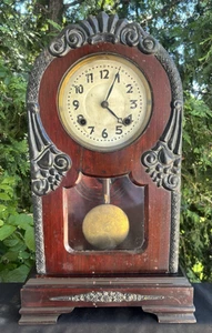 Antique C 1890 Owari Japanese Mantle Clock UNUSUAL - VIDEO - RARE - ALL ORIGINAL - Picture 1 of 11