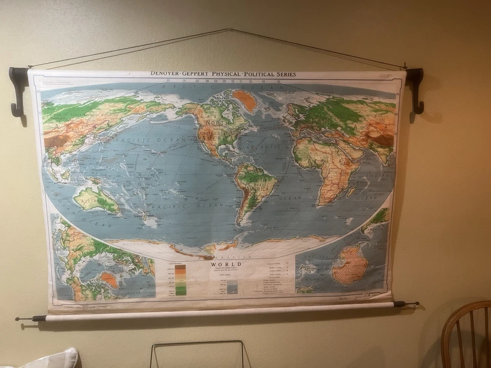 Mapa grande de lienzo del mundo Denoyer-Geppert Foto 1 de 4