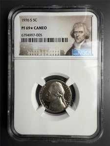 1976 S JEFFERSON NICKEL 5C PF69* STAR CAMEO NGC PR69 BEST EYE APPEAL SKU 3879 - Picture 1 of 2