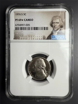 1976 S JEFFERSON NICKEL 5C PF69* STAR CAMEO NGC PR69 BEST EYE APPEAL SKU 3879 - Image 1 of 2