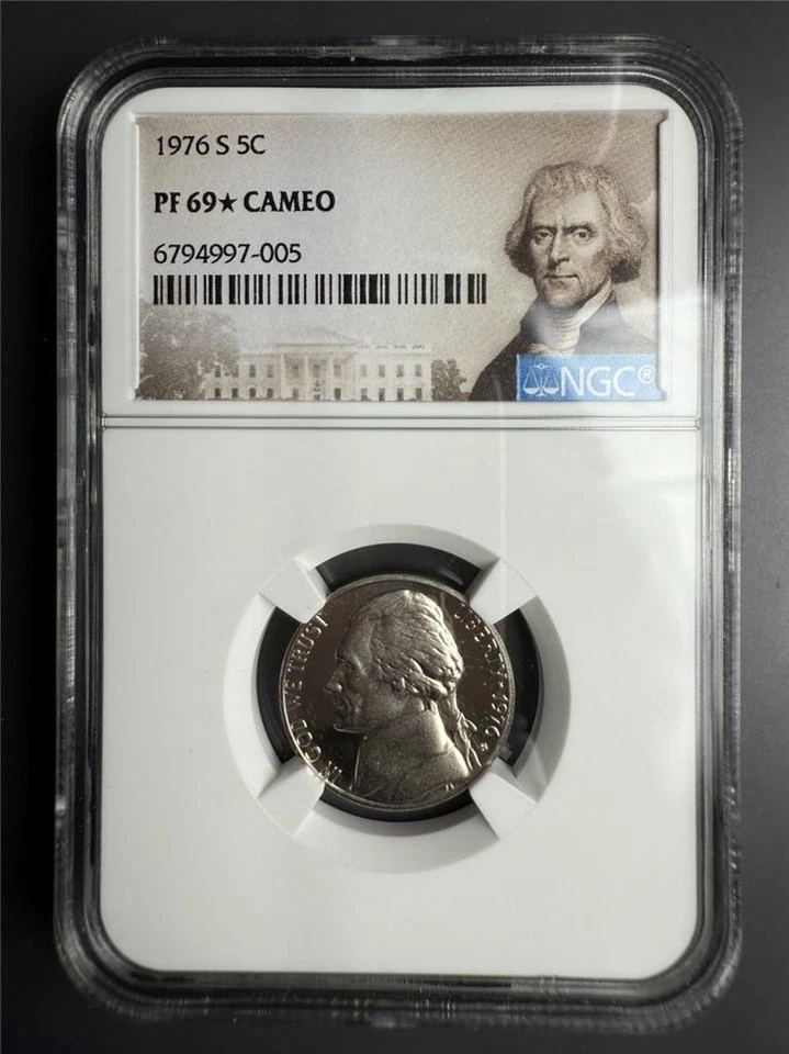 1976 S JEFFERSON NICKEL 5C PF69* STAR CAMEO NGC PR69 BEST EYE APPEAL SKU 3879 - Image 1 of 2