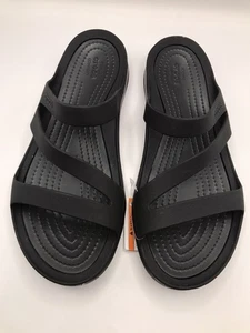 WOMEN'S CROCS BLACK/BLACK SWIFTWATER BEACH/POOL FLIP FLOP SANDAL SIZE 8 NWT - Picture 1 of 7