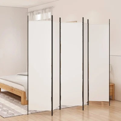 5-Panel Room Divider Folding Privacy Screen Stand White 250x200cm Fabric - image 1 of 4