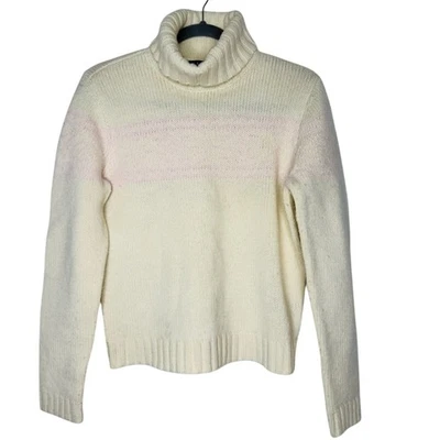 Lauren Ralph Lauren 女式高领奶油色粉色条纹英国乡村 — 第 1/4 张图片