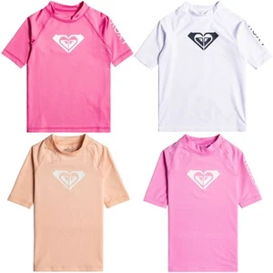 Roxy Girls Whole Hearted Short Sleeve UPF 50 Surf Rash Vest Guard T-Shirt Top - Picture 1 of 13