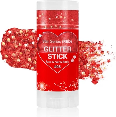 Barra de brillo corporal roja Mysense, cabello facial Navidad Foto 1 de 4