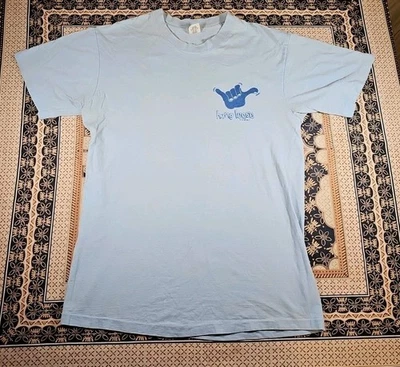 OG VTG 1970s HANG LOOSE HAWAII 2 Sided T Shirt 70s SURF TOURISM SHAKA SIGN Med. - Image 1 of 4