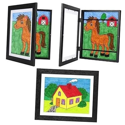 Paquete de 3 marcos de arte para niños de grano de madera - 10x12,5 con tapete, paquete de 8,5x11 10x12,5-3 negros Foto 1 de 4