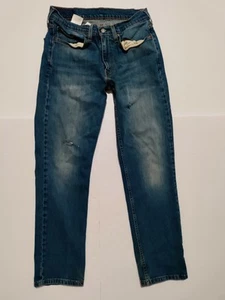 Levis 514 Mens 31x29.5* Mens Distressed Holey Whisker Faded Straight Blue Jeans - Picture 1 of 14