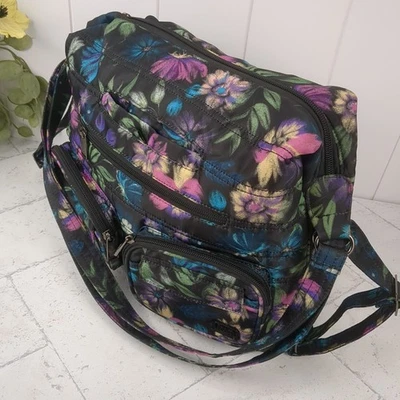 Lug Zipliner Convertible Backpack Hobo Tote Bag Bloom Black EUC - Image 1 of 4