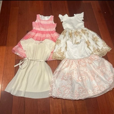 Coleção de vestidos femininos rosa, branco, creme e dourado (edições raras) tamanho 7/8 - Imagem 1 de 4