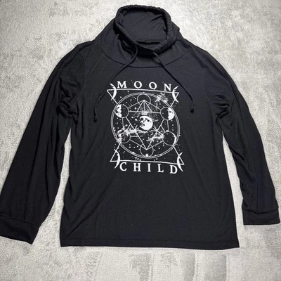 Fifth Sun Women's Moon Child Black Soft Pullover Hoodie Size XL - Image 1 of 4