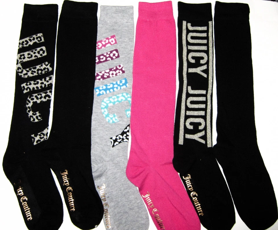 6 pares de meias femininas JUICY COUTURE altura do joelho 4-10 - Imagem 1 de 4