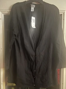 Cárdigan Chico's Botón Frontal Borde Enrollado - Negro-Mezcla Rayón - Talla 3XL NUEVO CON ETIQUETAS - Imagen 1 de 4