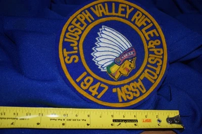 Great 1947 Indian Head St. Joseph Valley Rifle & Pistol Assn. Felt Sewed Patch - Image 1 of 2