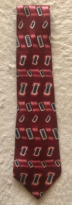 Vintage L'Atelier Silk Tie Abstract Red, Burgundy, Tan, Black Men's - Image 1 of 4
