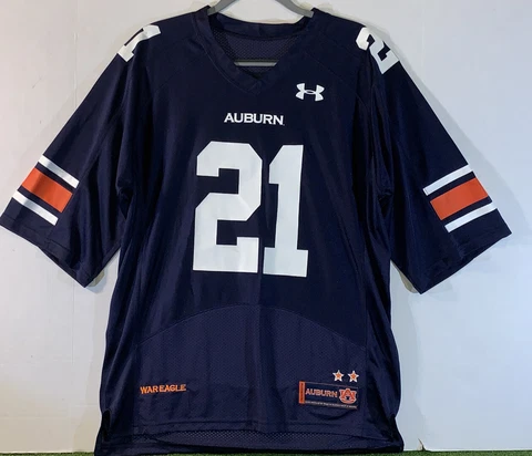 Auburn Tigers Mens Medium Blue/Orange #21 Under Armour Football Jersey Cover