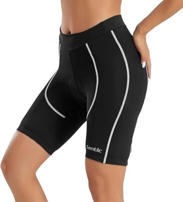 Santic Women's Padded Moisture Wicking Cycling Shorts - Black/White - 2XL - Image 1 of 4