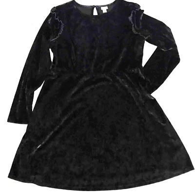 Vestido Y2K Mossimo Terciopelo Aplastado XXL Negro Volantes Caprichoso Patinador Gótico Grunge Foto 1 de 4