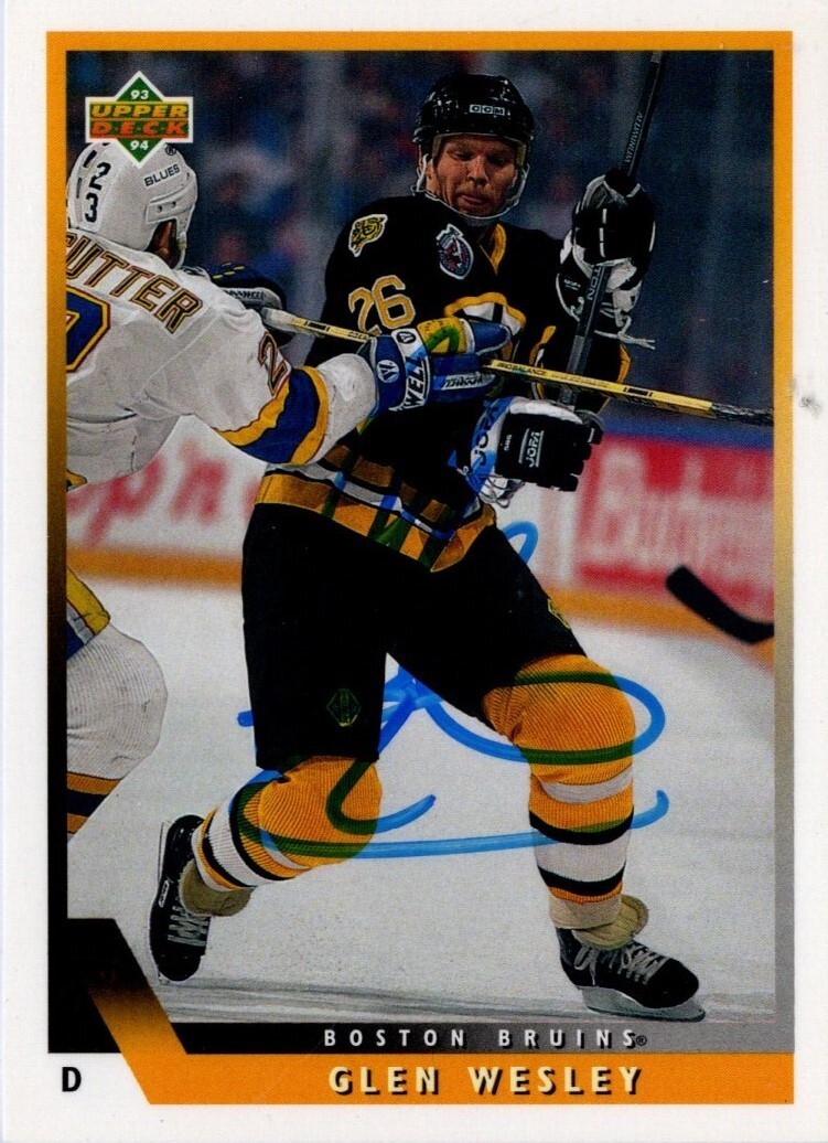 1993-94 Upper Deck Glen Wesley Autograph Boston Bruins