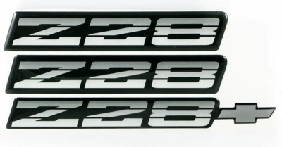 82-92 Camaro Z28 Tri Color Silver Rocker Bumper Emblem Set Z28EMBTRICOLORSILVER - Image 1 of 2