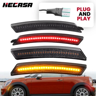 For Mini Cooper R55 R56 R57 07-15 Front Rear Smoke LED Fender Side Marker Lights - Image 1 of 4