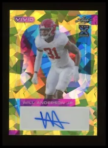Will Anderson Jr. 2023 Leaf Vivid Crystal Auto RC #04/10 Alabama Crimson Tide - Picture 1 of 2