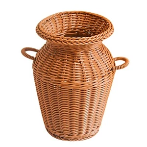 Cabilock Wicker Vase Rattan Woven Flower Basket Long Rustic Flower Arrangemen... - Picture 1 of 9