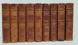 Works of Edward Bulwer Lytton 9 volumes. Leather w/marbled page edges HC - Foto 1 di 6