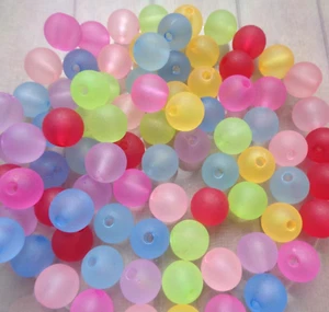 BULK: 900pc Frosted Round Acrylic Beads 10mm Assorted Colours Jewellery Making - Picture 1 of 3