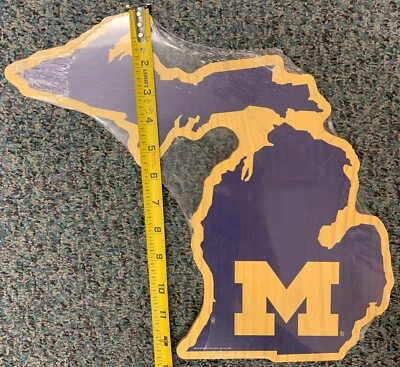 MICHIGAN WOLVERINES STATE SHAPE WOOD SIGN NEW WINCRAFT 👀 - Image 1 of 2