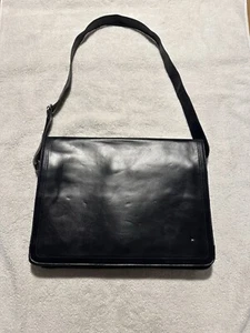 Wilson's Leather Messenger Shoulder Laptop Bag Briefcase Crossbody Dark Blue VTG - Picture 1 of 22