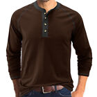 Casual Men's Long-sleeve T-shirt Spring Autumn Henley Neck Solid Color T-shirts